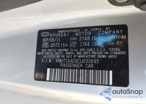 2012 Hyundai Veloster Base W/Black from USA, damaged, VIN KMHTC6AD9CU030695